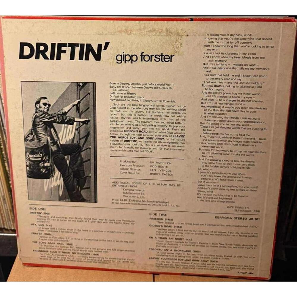 Gipp Forster – Driftin' Vinyl Record LP AB98 - Picture 2 of 2